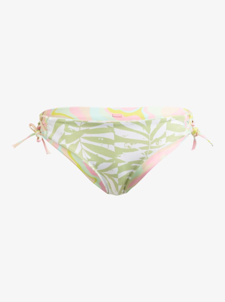 White / Multicolor Women's Roxy Tropics Hype Hipster Reversible Bikini Bottoms | USA UQNP-29457