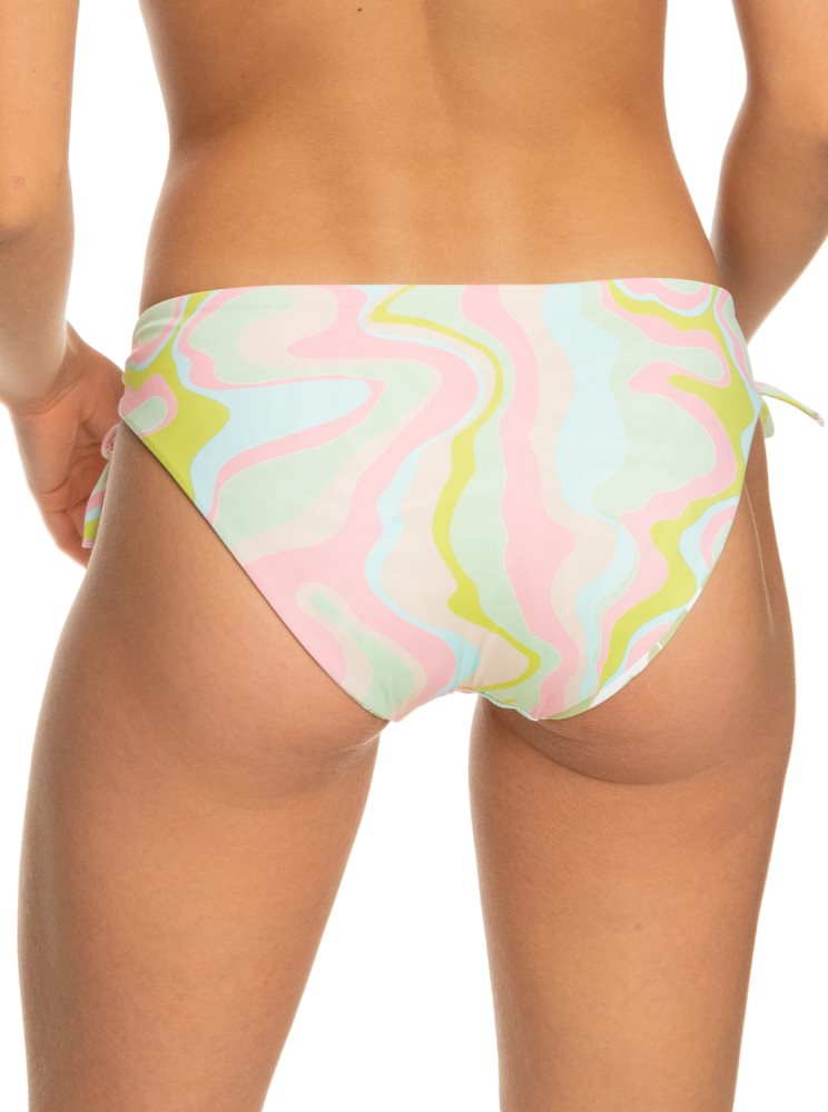 White / Multicolor Women's Roxy Tropics Hype Hipster Reversible Bikini Bottoms | USA UQNP-29457