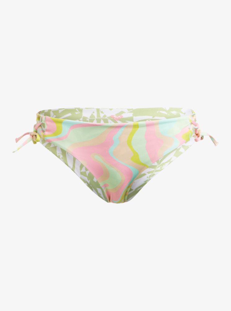 White / Multicolor Women's Roxy Tropics Hype Hipster Reversible Bikini Bottoms | USA UQNP-29457