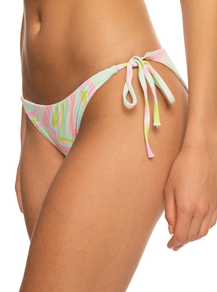 White / Multicolor Women's Roxy Tropics Hype Cheeky Reversible Bikini Bottoms | USA USYP-16239