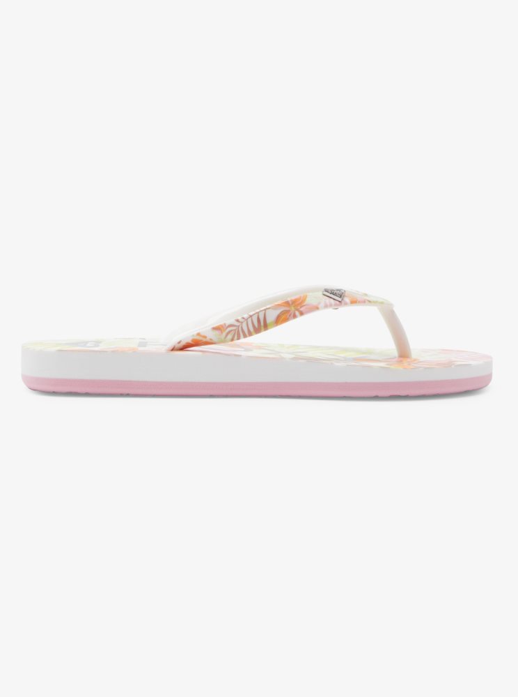 White / Orange / Pink Kids' Roxy 4-16 Pebbles Sandals | USA OXCI-09251