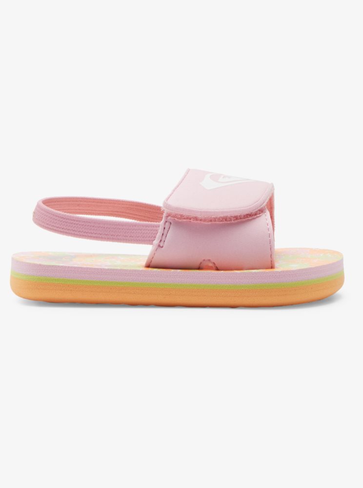 White / Orange / Pink Kids' Roxy Finn Sandals | USA QUIF-24931