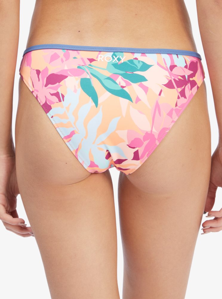 White / Orange / Pink Women's Roxy Active Regular Coverage Bikini Bottoms | USA FGIJ-47203