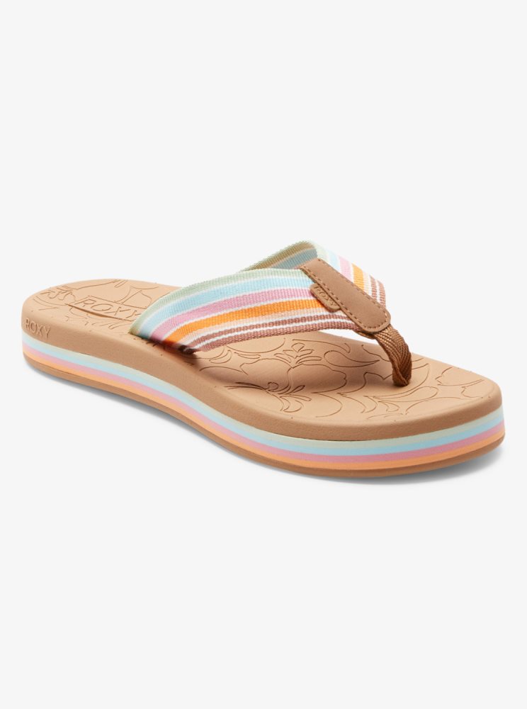 White / Orange / Pink Women's Roxy Colbee Hi Sandals | USA BZIO-47813