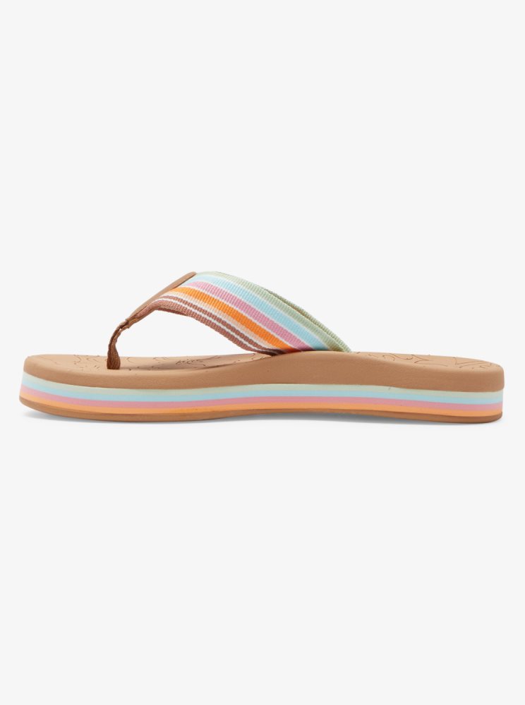 White / Orange / Pink Women's Roxy Colbee Hi Sandals | USA BZIO-47813