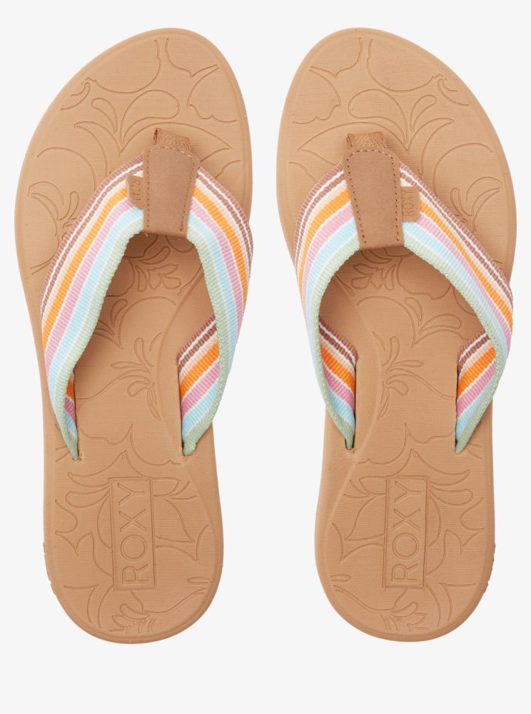 White / Orange / Pink Women's Roxy Colbee Hi Sandals | USA BZIO-47813