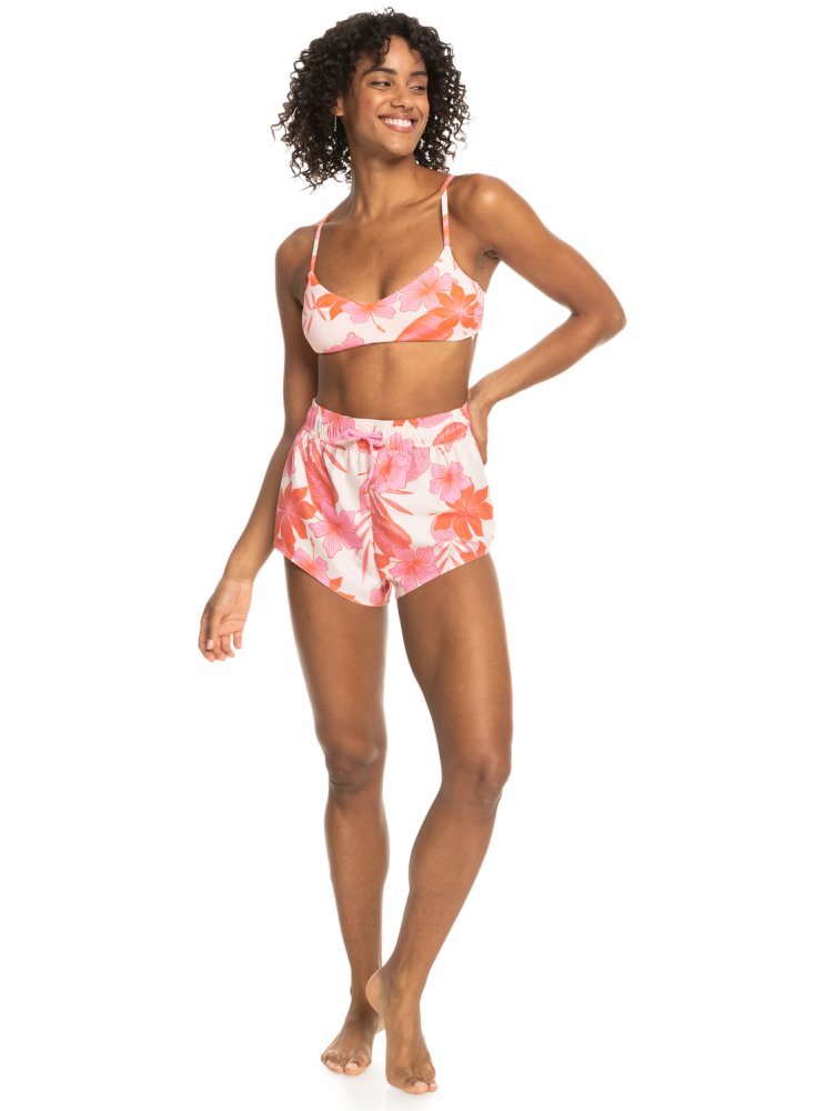 White / Orange / Pink Women's Roxy New Fashion Boardshorts | USA FRIW-18356