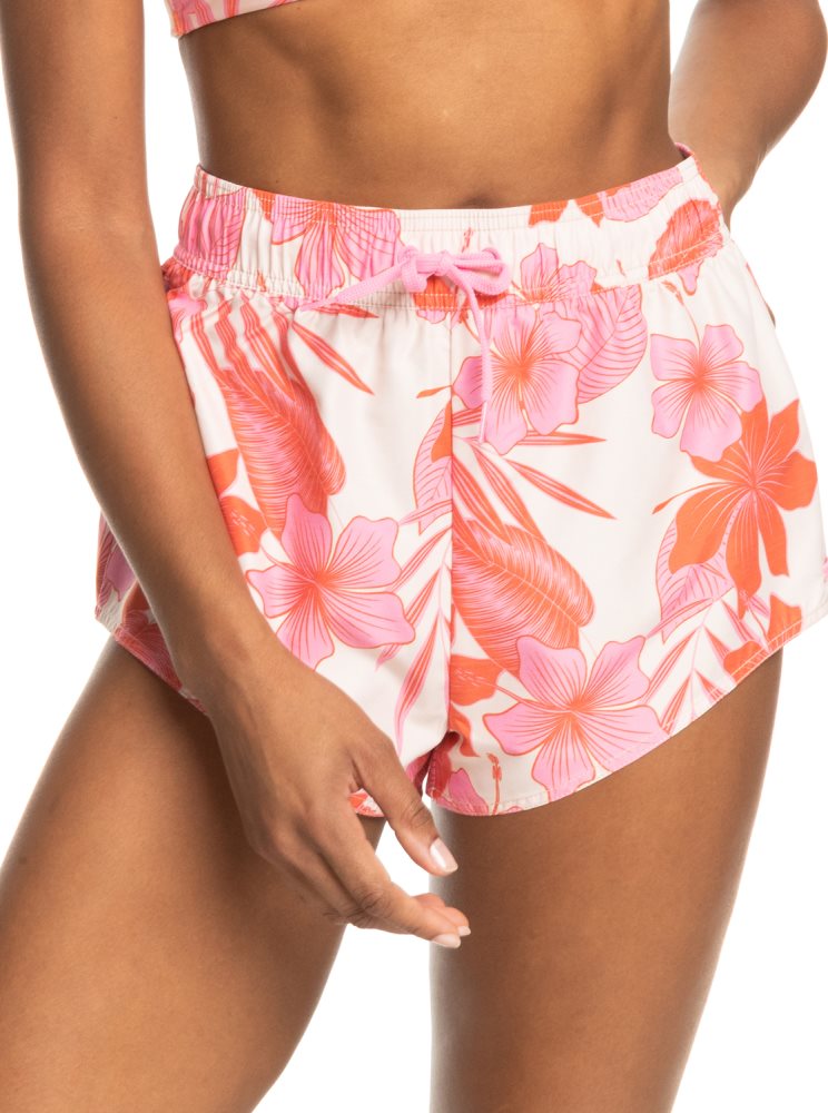 White / Orange / Pink Women\'s Roxy New Fashion Boardshorts | USA FRIW-18356