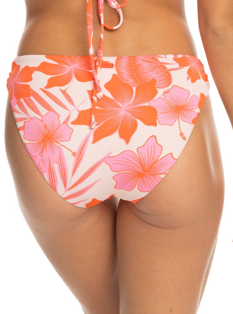 White / Orange / Pink Women's Roxy Printed Beach Classics Hipster Bikini Bottoms | USA ONVZ-90865