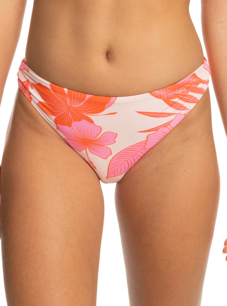 White / Orange / Pink Women\'s Roxy Printed Beach Classics Hipster Bikini Bottoms | USA ONVZ-90865