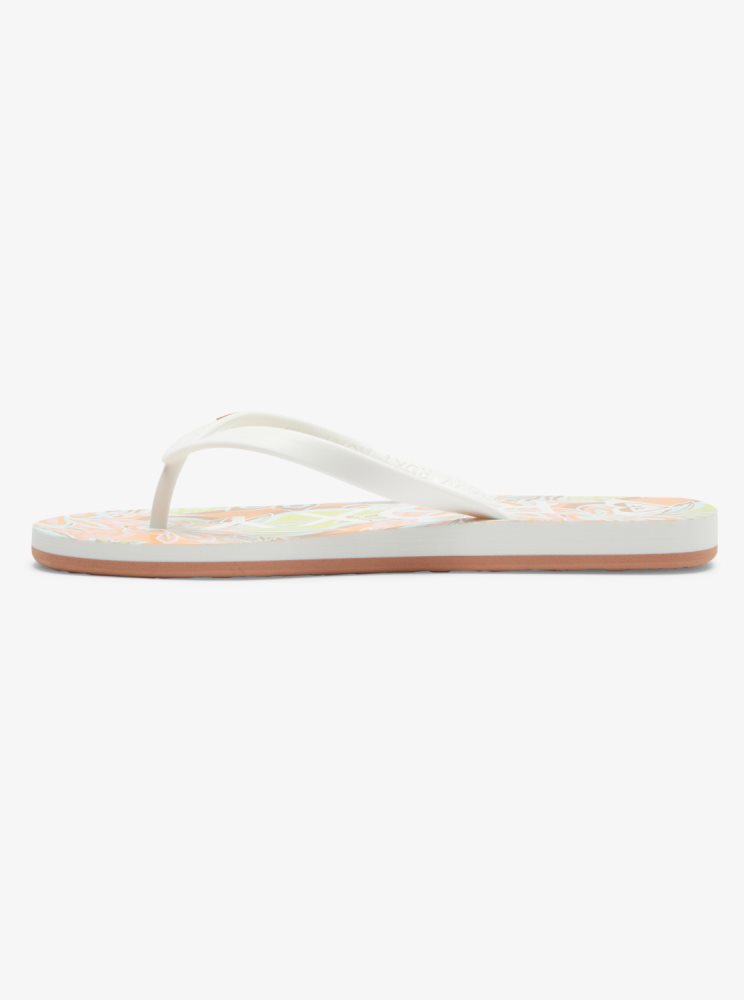 White / Orange / Pink Women's Roxy Tahiti Flip Flops | USA TMCX-49062