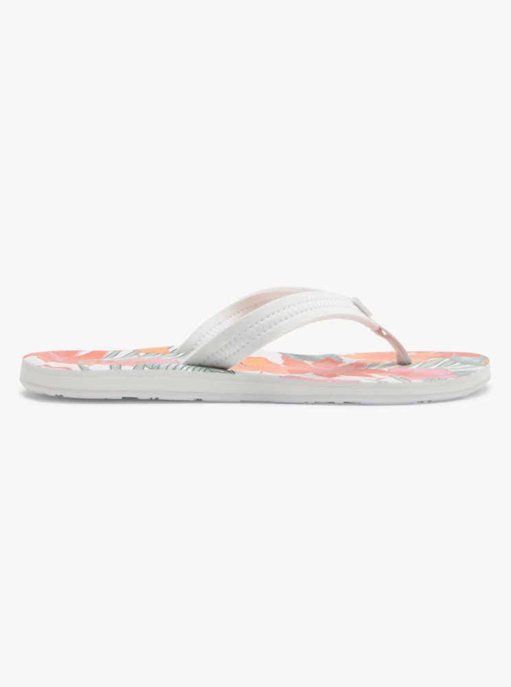 White / Orange / Pink Women's Roxy Vista Loreto Flip Flops | USA DYOB-05432