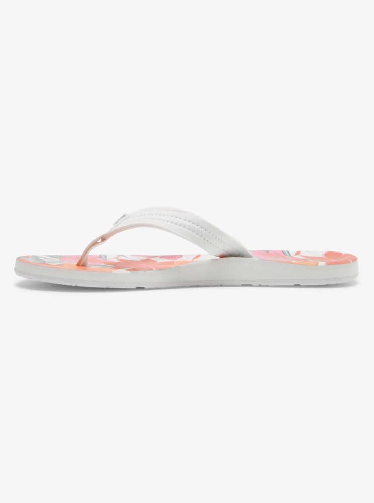 White / Orange / Pink Women's Roxy Vista Loreto Flip Flops | USA DYOB-05432