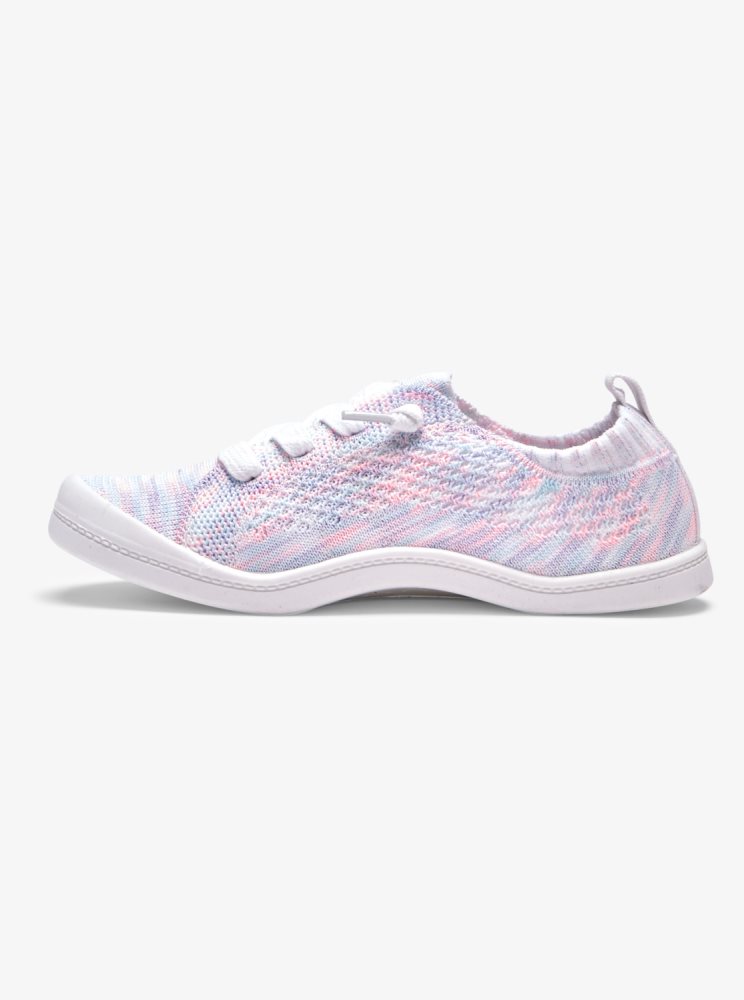 White / Pink Kids' Roxy 4-16 Bayshore Sneakers | USA QOMA-40275