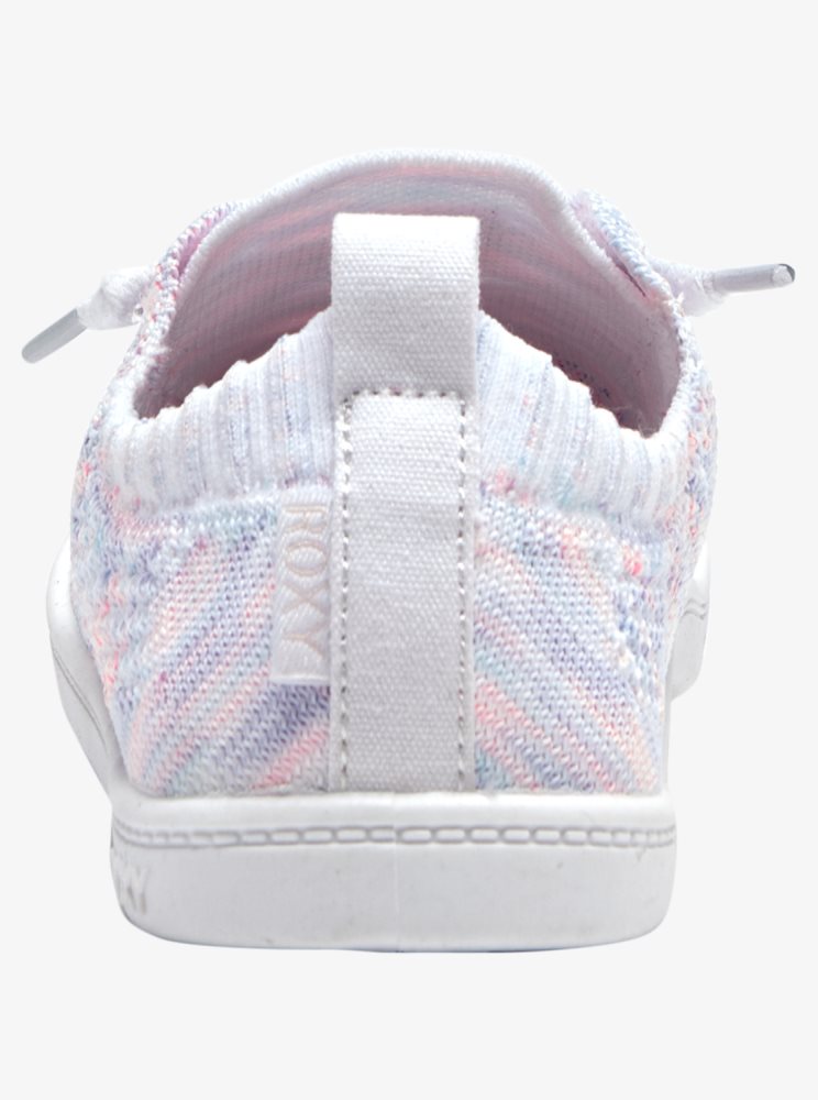 White / Pink Kids' Roxy 4-16 Bayshore Sneakers | USA QOMA-40275