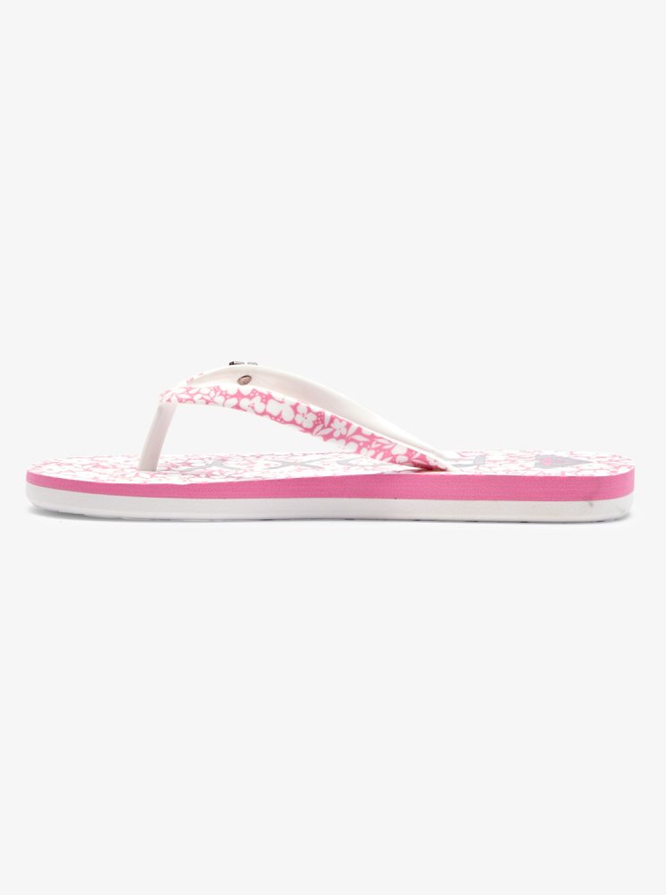 White / Pink Kids' Roxy 4-16 Pebbles Sandals | USA IHKY-24358