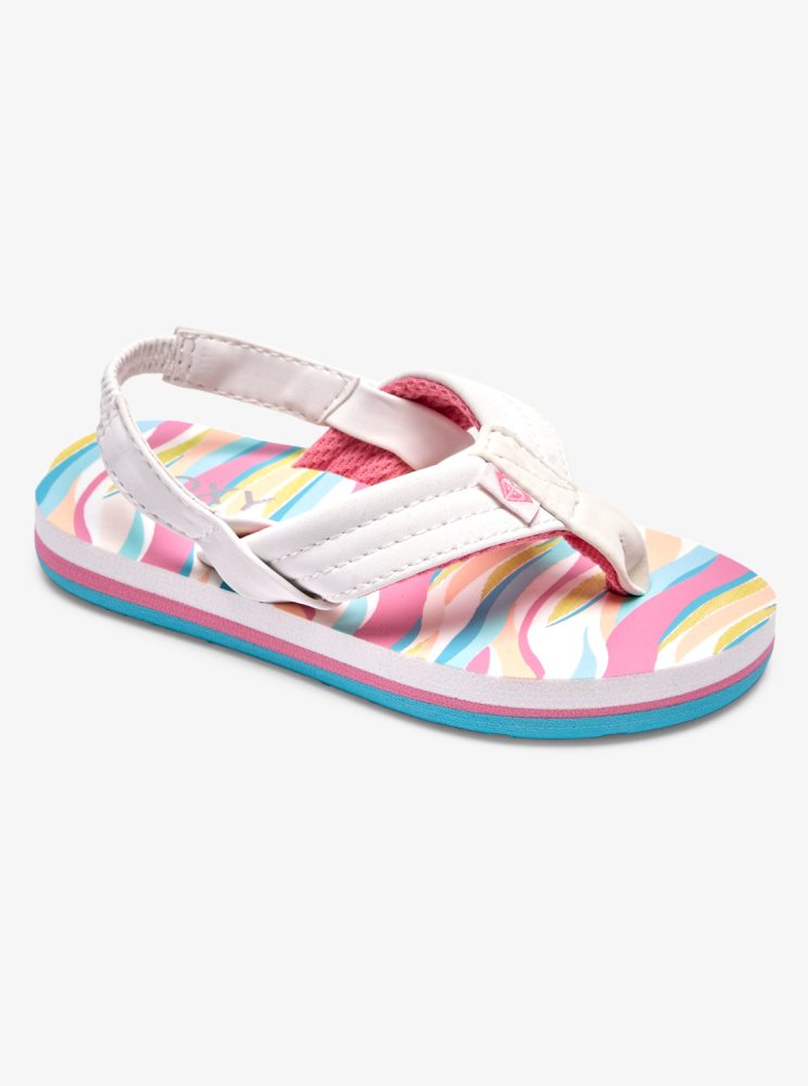 White / Pink Kids\' Roxy Vista Loreto Sandals | USA LRGE-69873