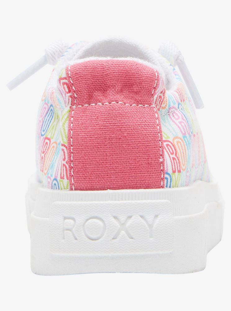 White / Pink / Multicolor Kids' Roxy 4-16 Rae Sneakers | USA IJMV-74239