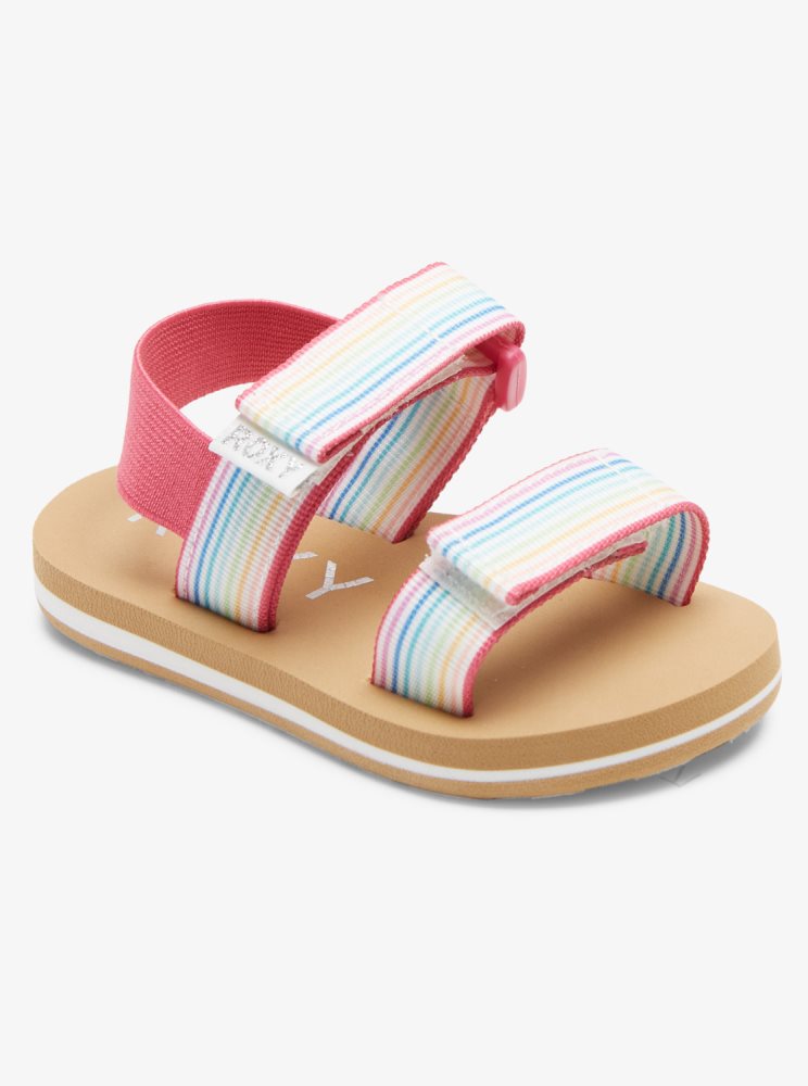 White / Pink / Multicolor Kids' Roxy Cage Sandals | USA VWBG-19204