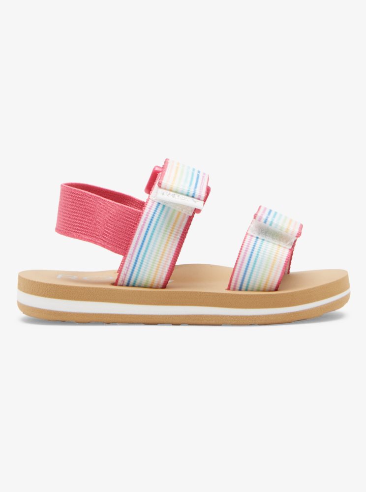 White / Pink / Multicolor Kids' Roxy Cage Sandals | USA VWBG-19204