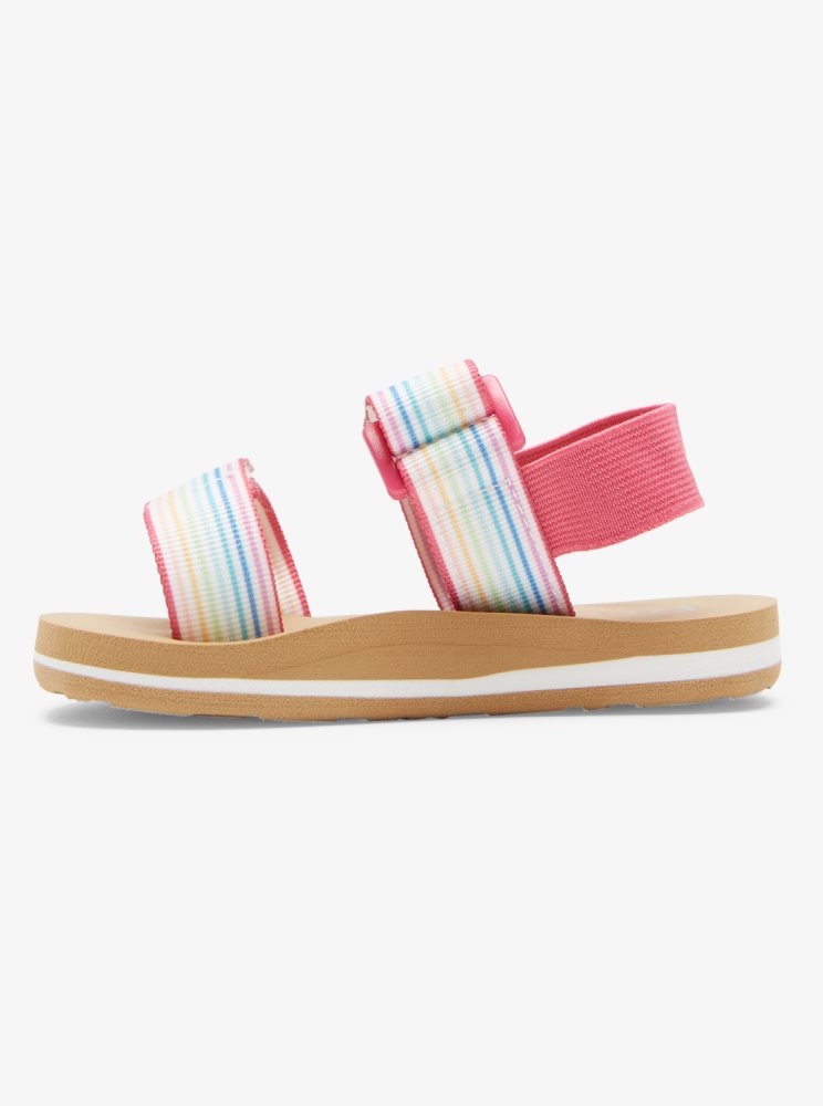 White / Pink / Multicolor Kids' Roxy Cage Sandals | USA VWBG-19204