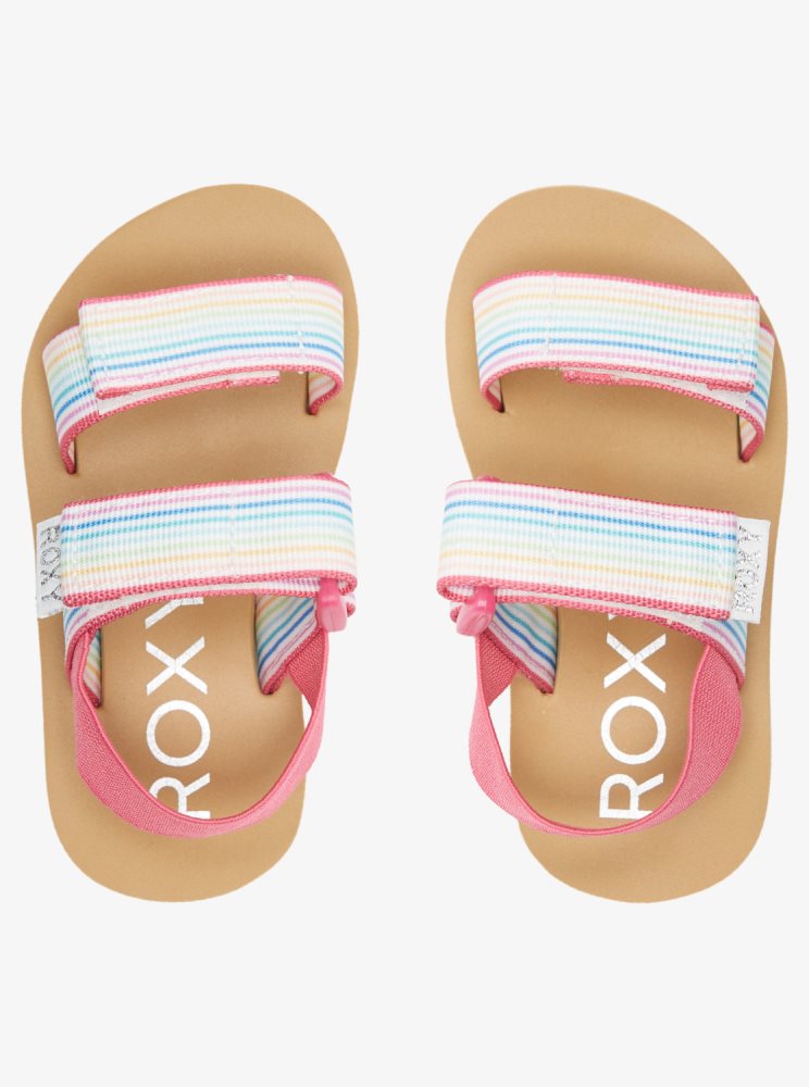 White / Pink / Multicolor Kids' Roxy Cage Sandals | USA VWBG-19204