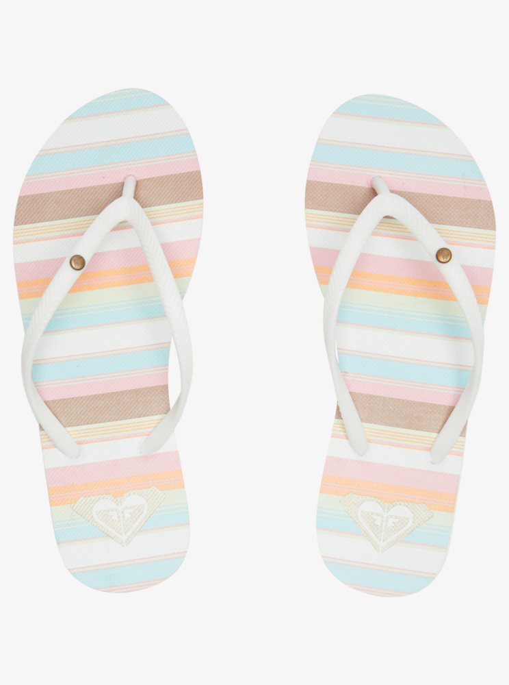 White / Pink / Multicolor Women's Roxy Bermuda Sandals | USA HGIR-37015