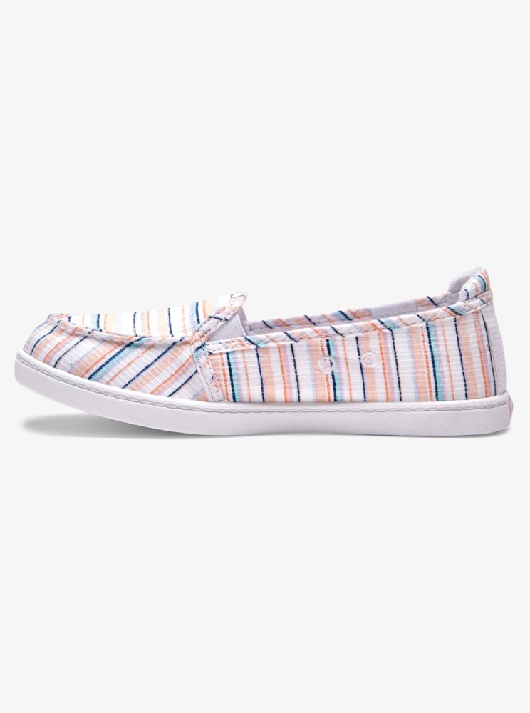 White / Pink / Multicolor Women's Roxy Minnow Slip On Shoes | USA VBKP-12346