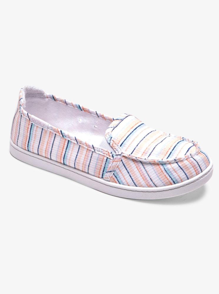 White / Pink / Multicolor Women\'s Roxy Minnow Slip On Shoes | USA VBKP-12346