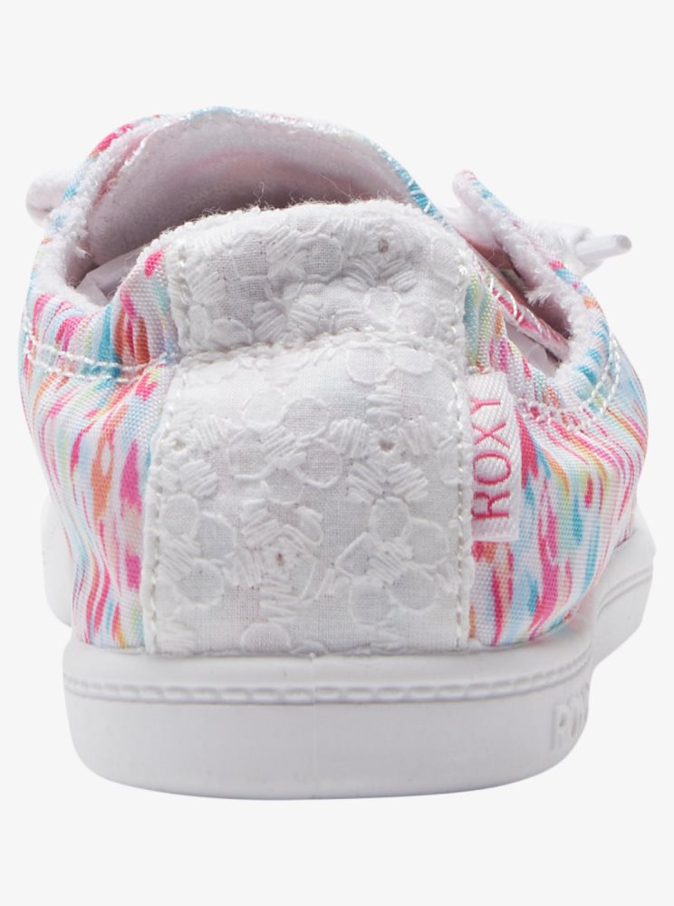 White / Pink / Orange Kids' Roxy 4-16 Bayshore Sneakers | USA VUSD-59762