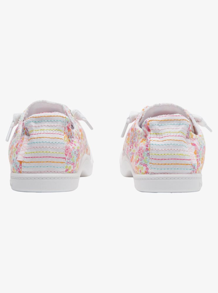 White / Pink / Orange Women's Roxy Bayshore Sneakers | USA ECUO-42761