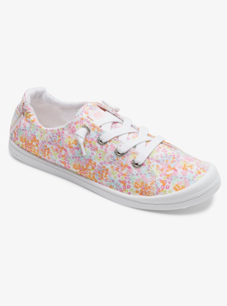 White / Pink / Orange Women\'s Roxy Bayshore Sneakers | USA ECUO-42761