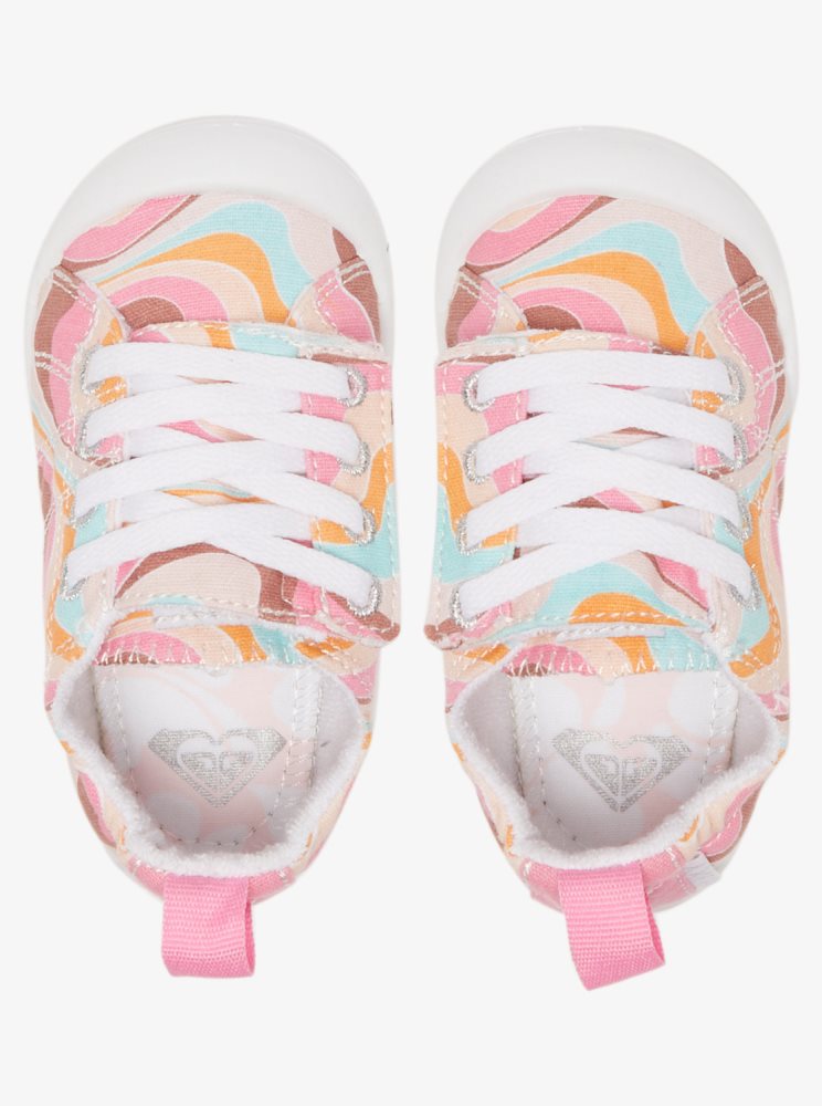 White / Pink / Turquoise Kids' Roxy Bayshore Sneakers | USA OVEN-75639