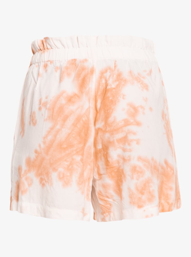 White / Pink Women's Roxy Miss Most Tie Dye Pyjama Shorts | USA XZFE-85360