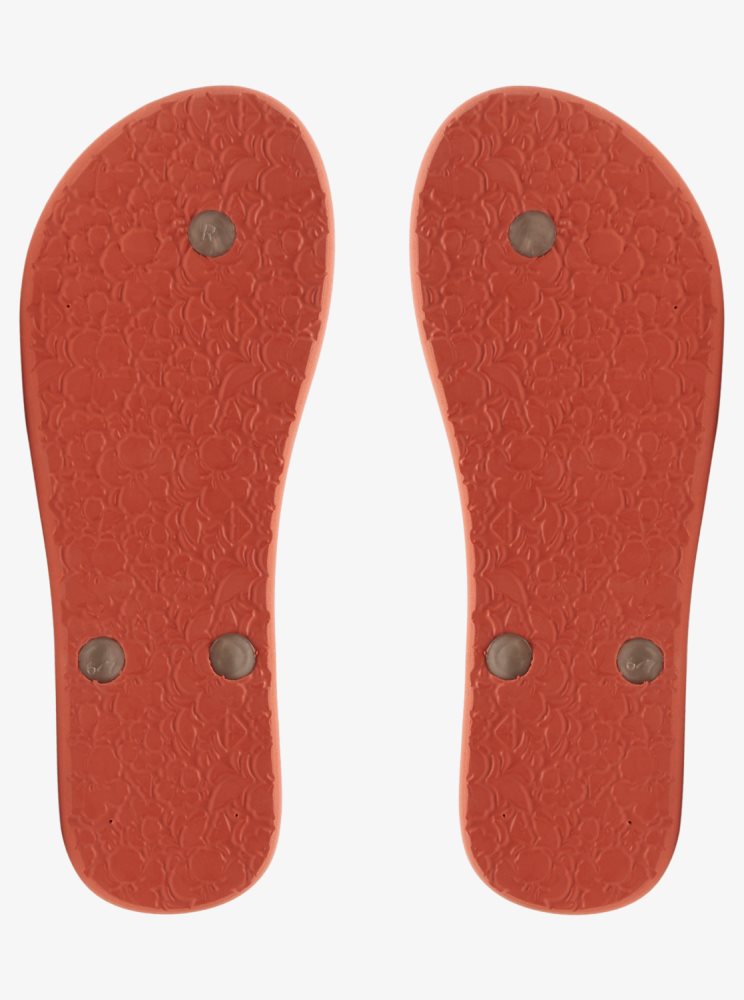 White / Red Orange Women's Roxy Tahiti Flip Flops | USA OPYN-74195