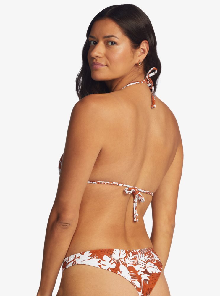 White / Red Women's Roxy Endless Swell Elongated Tiki Triangle Bikini Tops | USA HKVX-02964