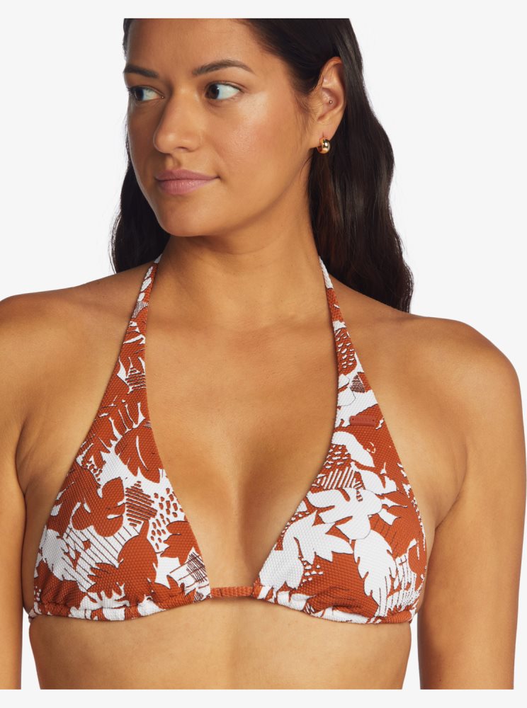 White / Red Women's Roxy Endless Swell Elongated Tiki Triangle Bikini Tops | USA HKVX-02964