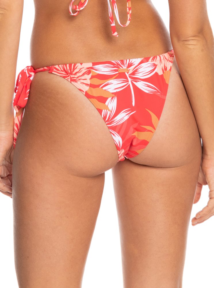 White / Red Women's Roxy Seaside Tropics Cheeky High Leg Bikini Bottoms | USA MICG-39847