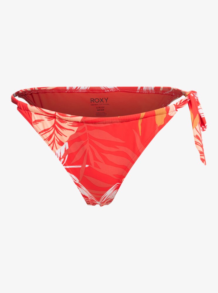 White / Red Women's Roxy Seaside Tropics Cheeky High Leg Bikini Bottoms | USA MICG-39847