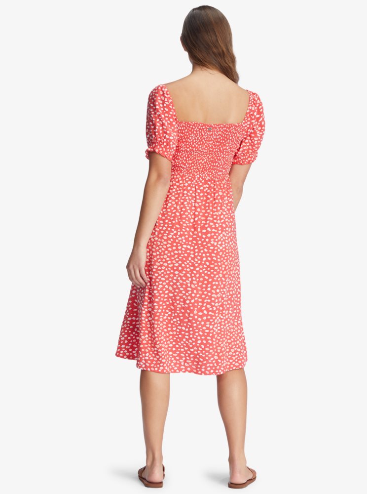 White / Red Women's Roxy Sunshine Mind Woven Dress | USA AYKO-68724