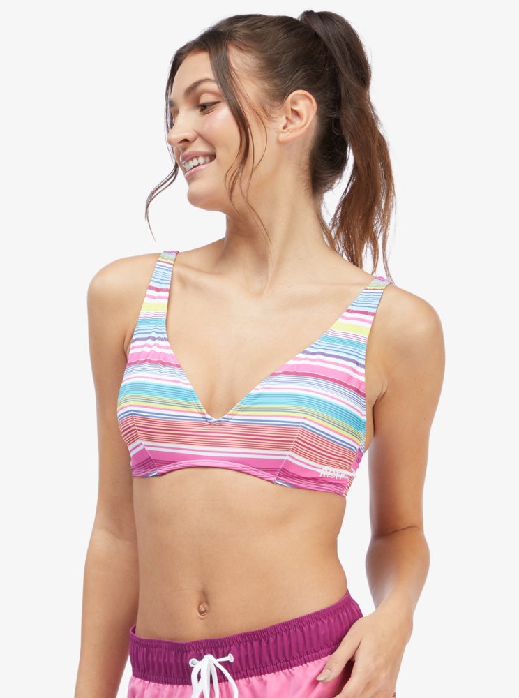 White Stripes Women's Roxy Active Underwired Bikini Tops | USA EYSA-13859