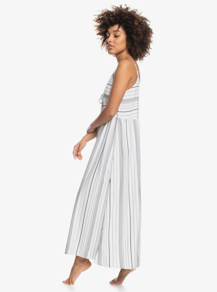 White Stripes Women's Roxy Love To Go Long Beach Dress | USA IOFE-38251