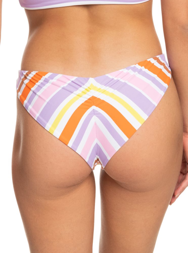 White Stripes Women's Roxy Surf.Kind.Kate. Cheeky Bikini Bottoms | USA DOBA-78239