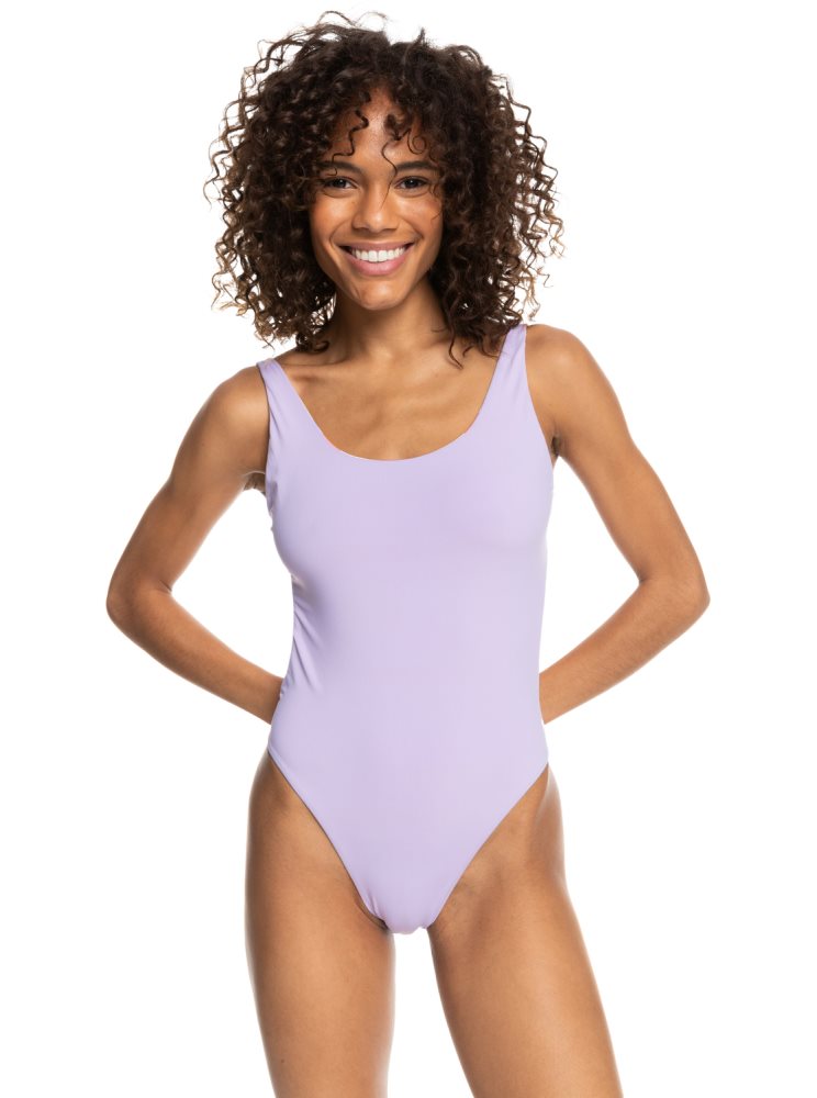 White Stripes Women's Roxy Surf.Kind.Kate. Reversible One Piece Swimsuits | USA MWFV-06492