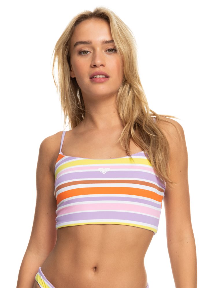 White Stripes Women's Roxy Surf.Kind.Kate. Reversible Tank Bikini Tops | USA XMFP-31465