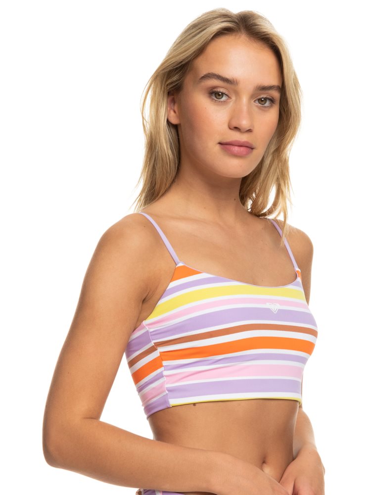 White Stripes Women's Roxy Surf.Kind.Kate. Reversible Tank Bikini Tops | USA XMFP-31465