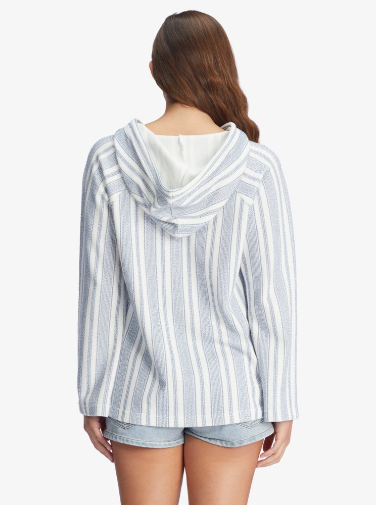 White Stripes Women's Roxy Wild And Free Poncho Style Hoodie | USA BPZS-38425