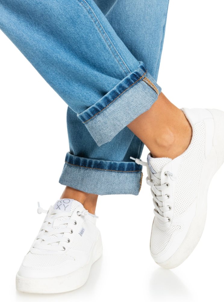 White / White Women's Roxy Harper Sneakers | USA NGFK-93481