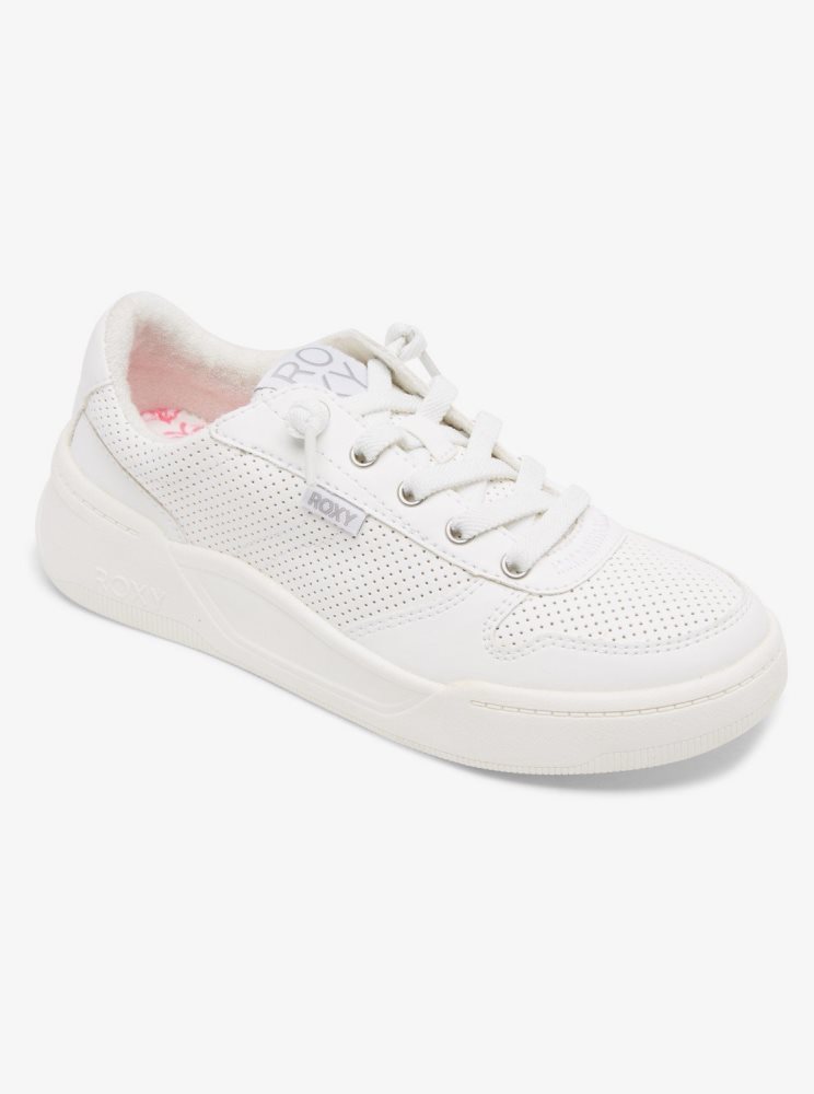 White / White Women's Roxy Harper Sneakers | USA NGFK-93481