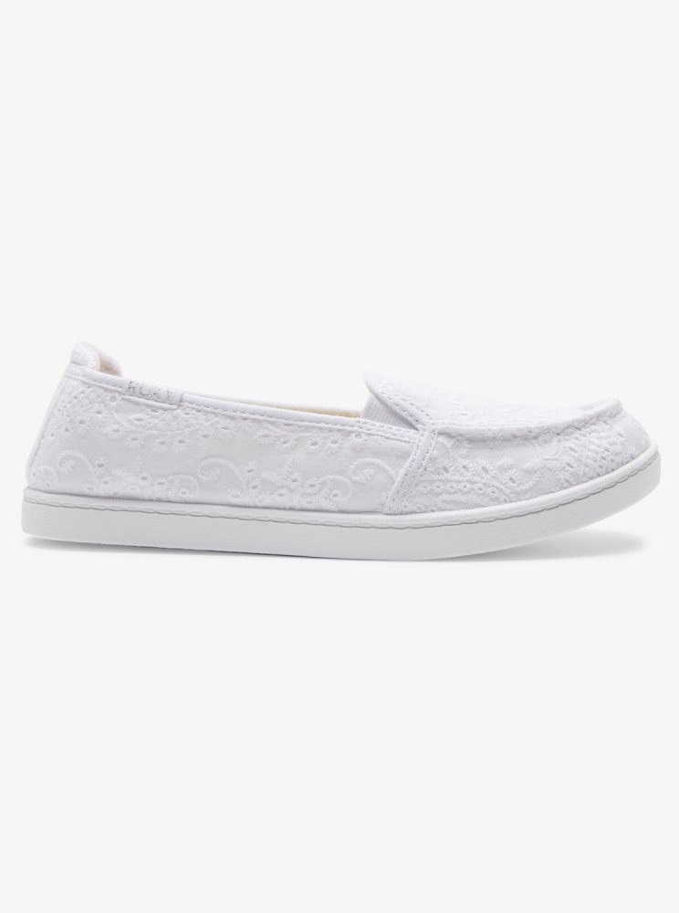 White / White Women's Roxy Minnow Slip On Shoes | USA DRLC-82041